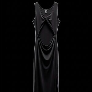 SHEIN Black Twist-Back Midi Dress